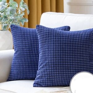 NIB 16”x16” Corduroy Corn Pattern Blue Pillow Covers Set-2